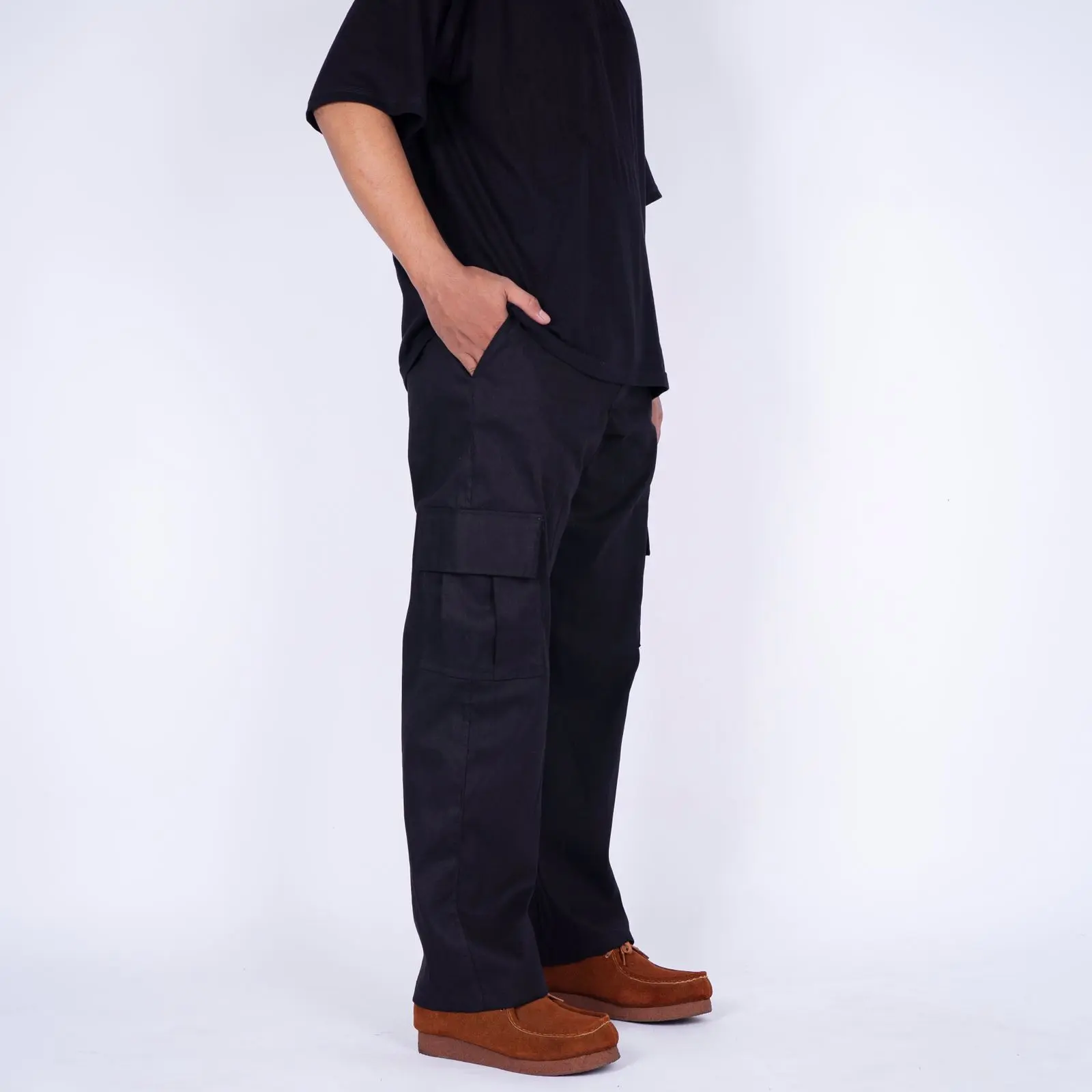 Dailyoutfits Celana Panjang Pria Cargo Hitam Unisex Premium Quality