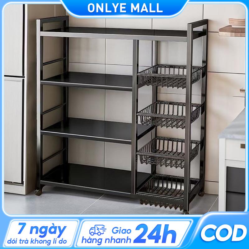  ON  Kệ lò vi sóng 4 tầng MDF Kệ để đồ nhà bếp Mang theo nhiều giỏ Kệ bếp Để lưu trữ rau và trái cây 70 80 90cm 