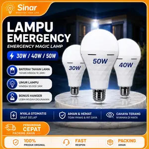 Lampu LED Emergency Bohlam Bulb A Merek  50W 40W 30W 15W Putih Terang Tahan Lama Terang Daylight