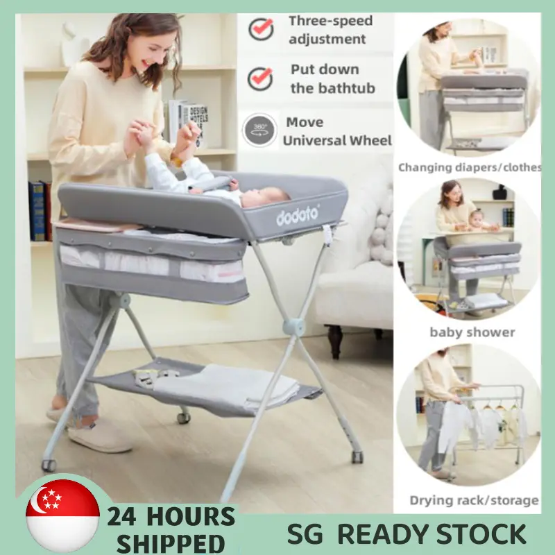 【SG READY STOCK】Diaper Table Baby Care Table Portable Multi-function Foldable Bath Baby Bed Diaper Changing Touch Table Baby Drying Rack