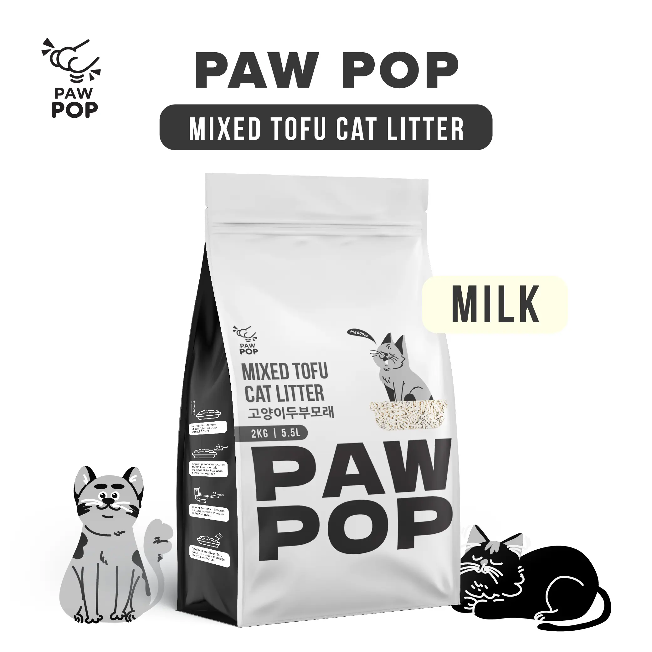 PAW POP Original Mixed Tofu Cat Litter Pasir Tofu Bentonite dengan Harga Terjangkau Pertama di Indonesia - Original