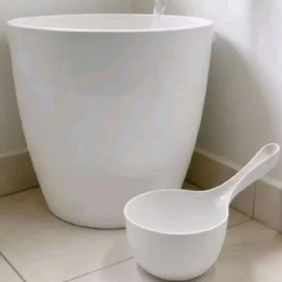 Bak plastik terazzo / Bak mandi roda Viral - PUTIH 40XL +GAYUNG