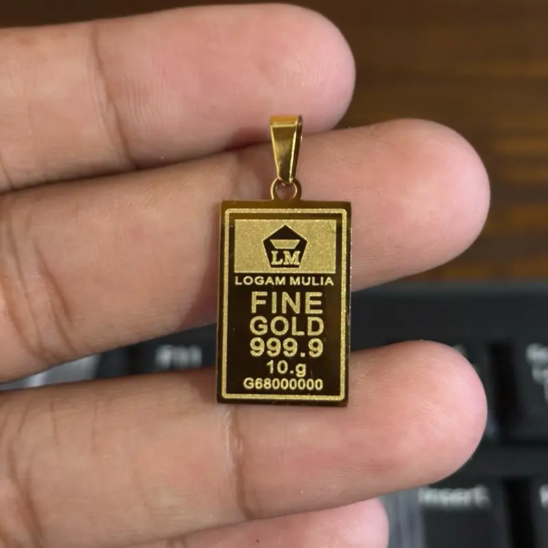 Liontin titanium lm premium motif emas 24k anti karat