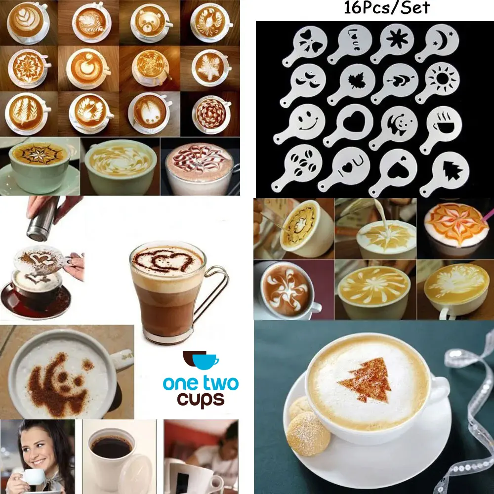 One Two Cups Cetakan Busa Foam Kopi Latte Art 16 PCS - JJYE01 - White