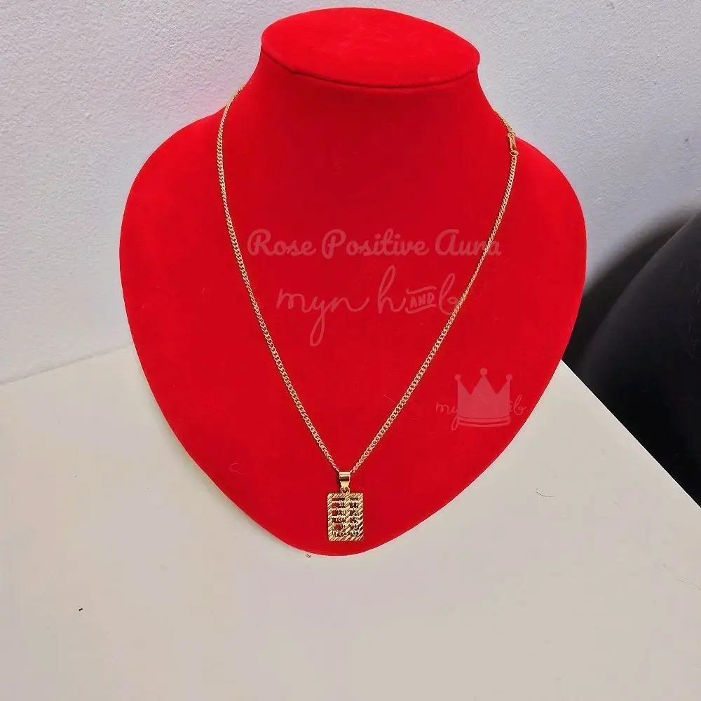 Chain fish bone / gajah with abacus pendant. length 50cm. width 0.2cm. (pendant 1.9cm x 1.3cm) s hook engraved