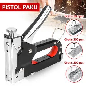 Gratis 600 paku 3 In 1 Pistol Kuku Pistol Stapler Konstruksi Konstruksi Furnitur DIY Pelapis Pelapis Pistol Stapler Multifungsi Pistol Stapler Dekorasi Rumah Alat Pertukangan