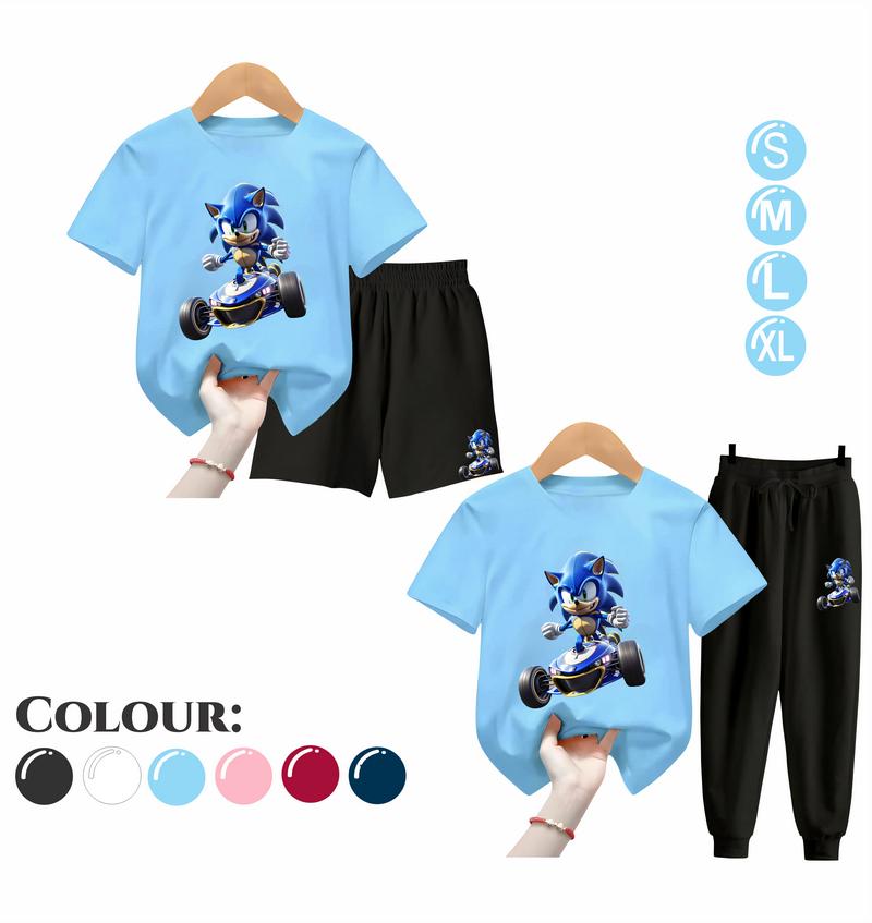 Product Introduction of Baju Setelan Anak Laki Laki - Pakaian Kaos dan Celana Fashion Anak Cowok Usia 5-15 Tahun - Motif SONIC Putih 45