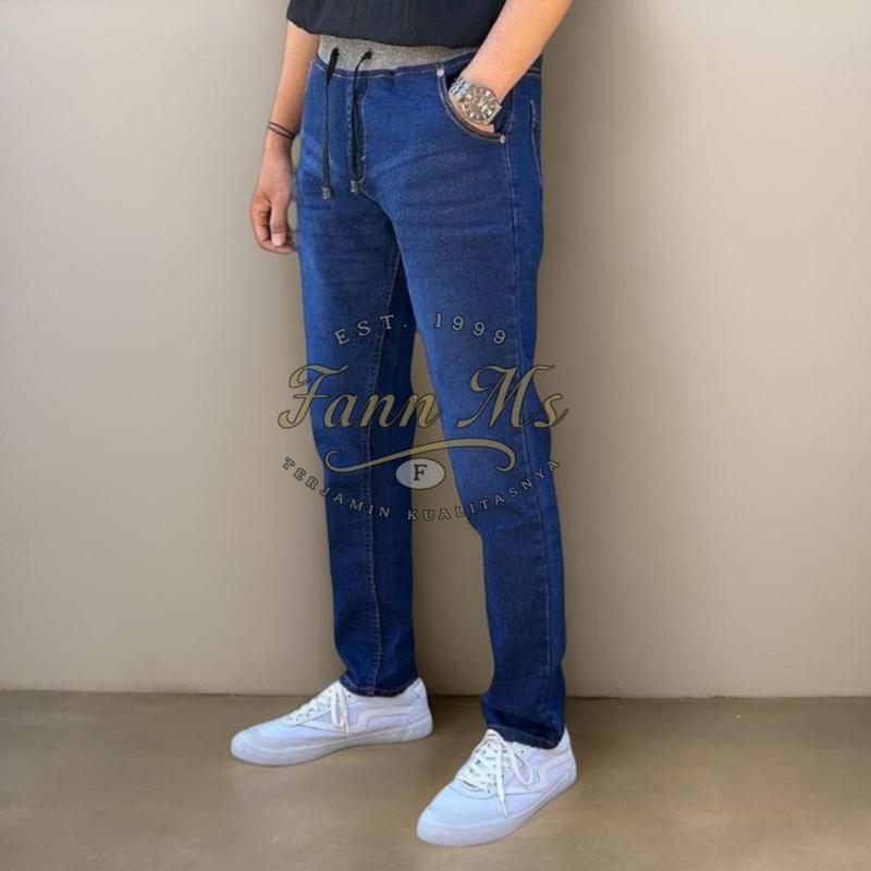 Product Introduction of Celana Jeans Pria Kekinian – Bahan Adem Pinggang Karet & Harga Terbaik -  Slim Fit Tebal 44