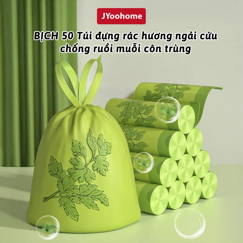  Bịch 50 Túi Đựng Rác Hương Ngải Cứu Chống Côn Trùng Ruồi Muỗi JYoohome Túi Rác Tự Huỷ Có Dây Rút 