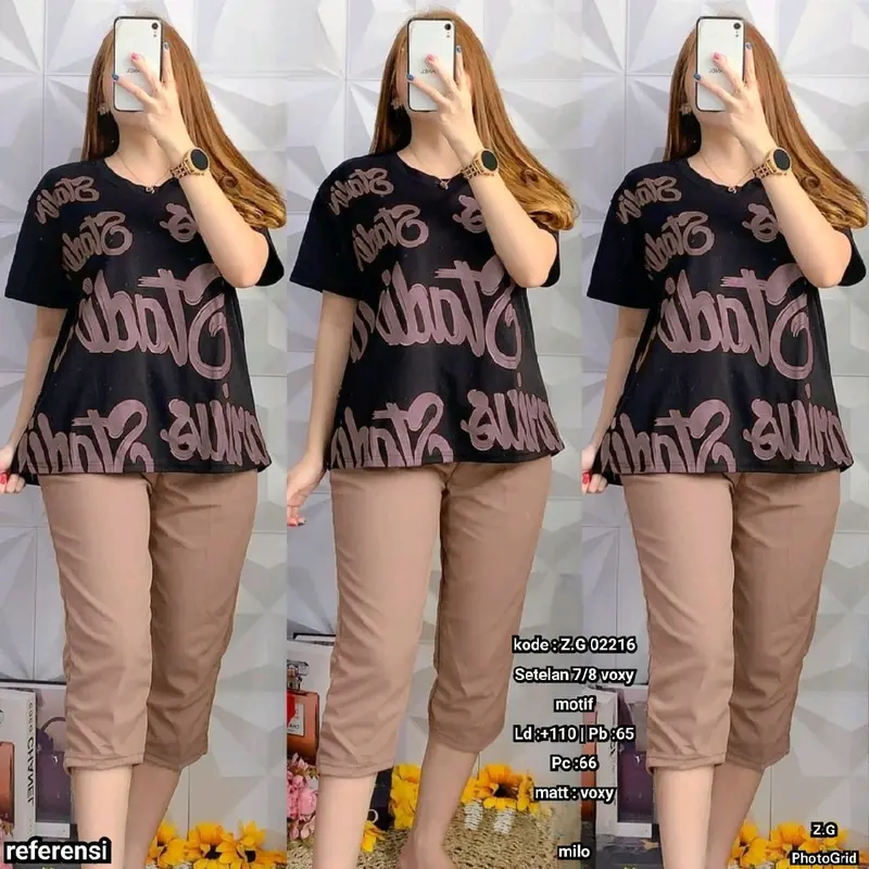 Setelan Celana Pendek Voxy Motif 1