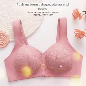 Áo Ngực Cỡ Lớn Cho Nữ, Thiết Kế In Hình, Khóa Trước, Xuyên Biên Giới, Cỡ Lớn, Trung Người Già Và Cao Tuổi, Dây Đeo Vai Rộng, Không Vành, Đồ Lót