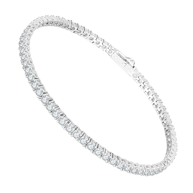 【#141】925 Sterling Silver 2mm Moissanite Tennis Bracelet For Women Men Unisex Jewelry Gift