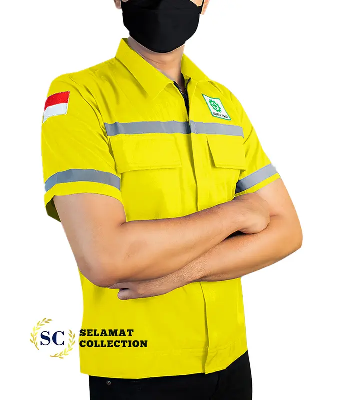 Kemeja Safety K3 by Selamat collection - Baju Seragam Kerja Atasan Wearpack Lengan Pendek Pria Wanita 2
