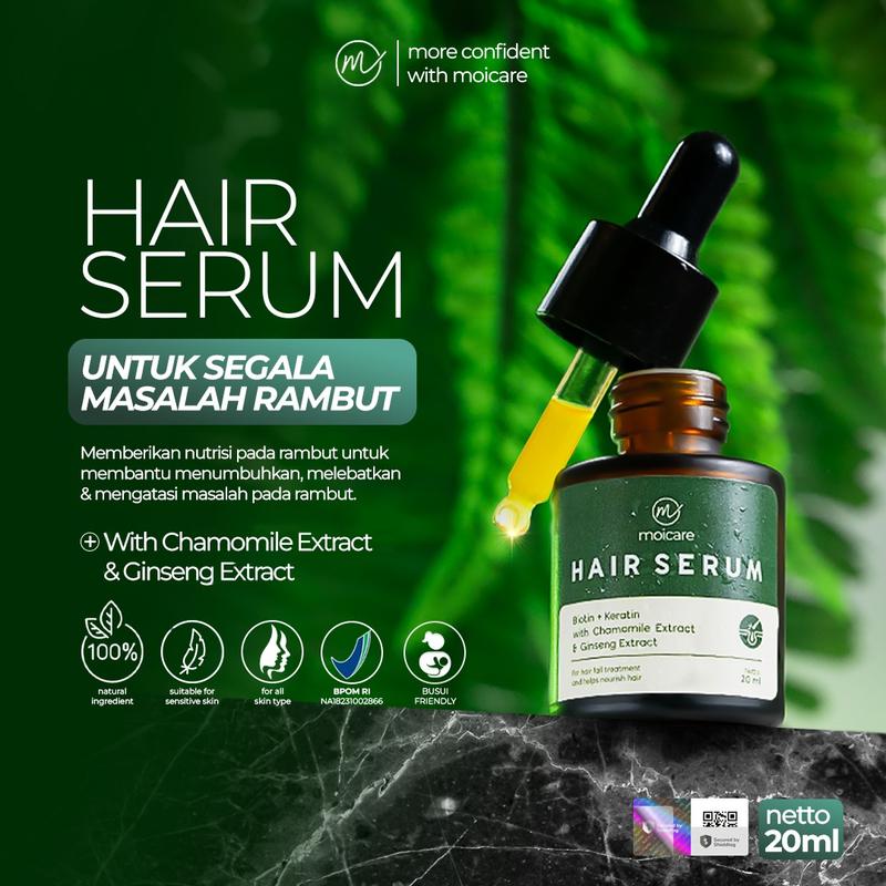 Moicare Hair Serum - Anti Hair Fall Treatment With Biotin Keratin Ginseng Chammomile Extract Mengatasi Rambut Kering & Rontok Mengkilaukan Menyuburkan Menghaluskan Rambut Perawatan Haircare 0