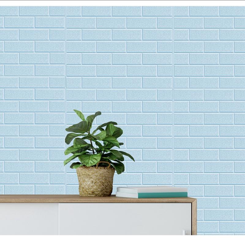 Wallpaper dinding 3D Foam WallFoam Sticker dinding motif serat kulit Premium Putih 7