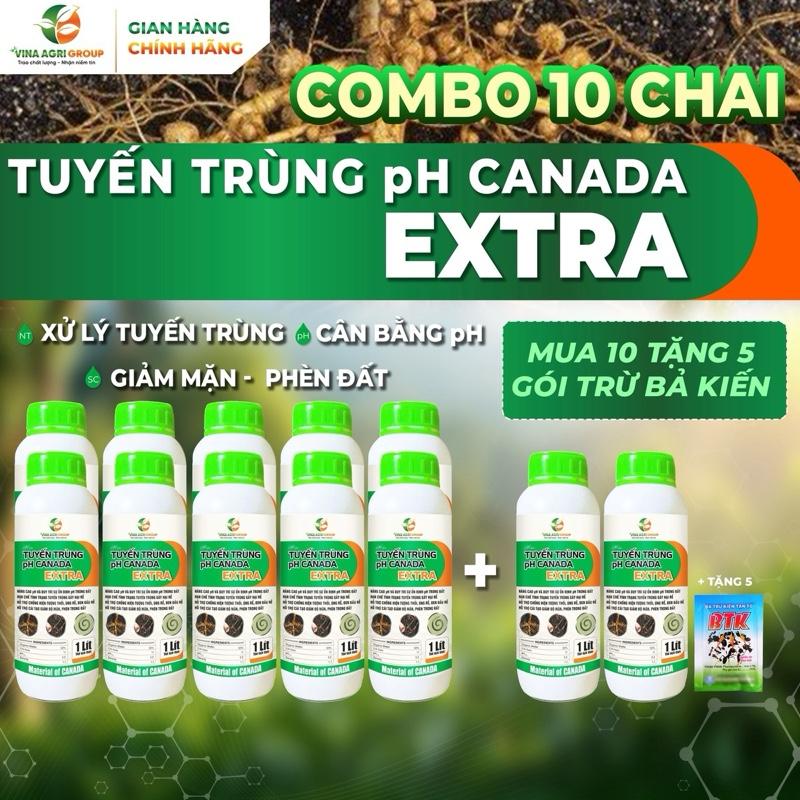  COMBO 10 CHAI  TẶNG 2 + 5 GÓI BẢ TRỪ KIẾN  TUYẾN TRÙNG pH CANADA EXTRA - duy trình sự ổn định pH trong đất - Hạn chế tình trạng tuyến trùng gây hại rễ - Hỗ trợ chống hiện tượng thối rễ úng rễ đen đầu rễ - Hỗ trợ cải tạo giảm độ mặn phèn trong đất 