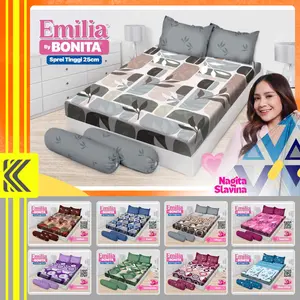 Sprei Emilia Bonita Motif King Queen 180x200 160x200 Premium Nyaman Halus Adem Elegan Murah No 1