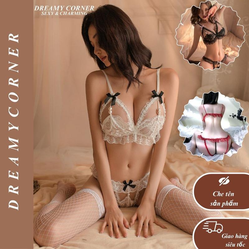  Đồ ngủ ren gợi cảm quyến rũ CHE TÊN DL05 CHE TÊN Bộ ngủ ren siêu sexy Set ngủ sexy quyến rũ 