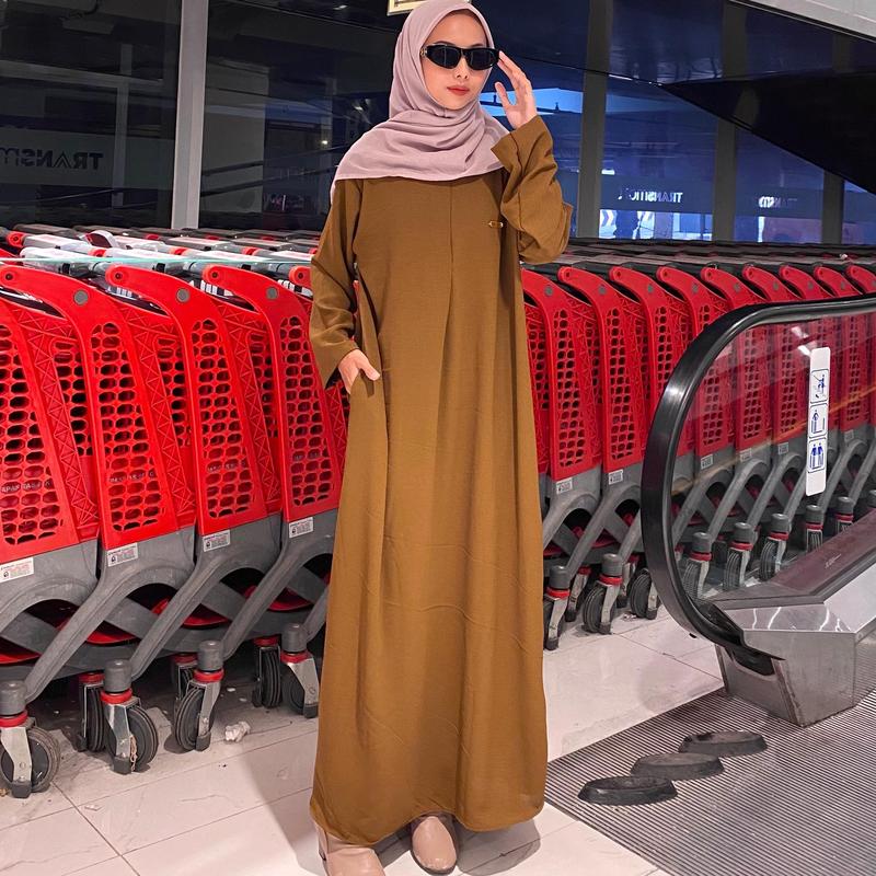 Tans Store - Long Daily Dress Abaya Daily Wanita Gamis Basic Simple Elegant Crinkle Muslim 7