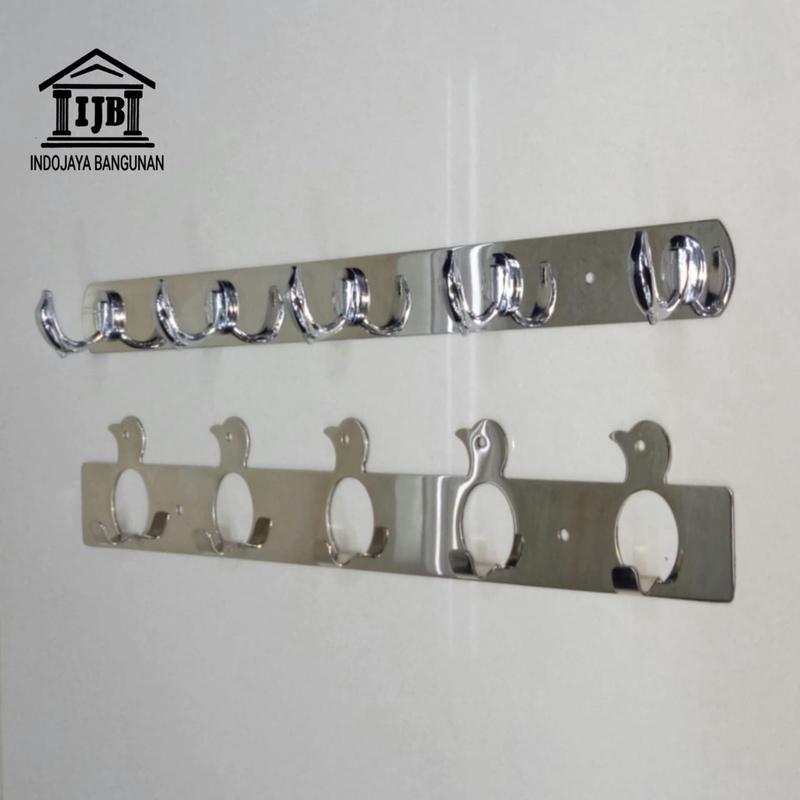 Kapstok Stainless / Gantungan Baju Dinding Kamar Mandi Chrome 45 cm 1