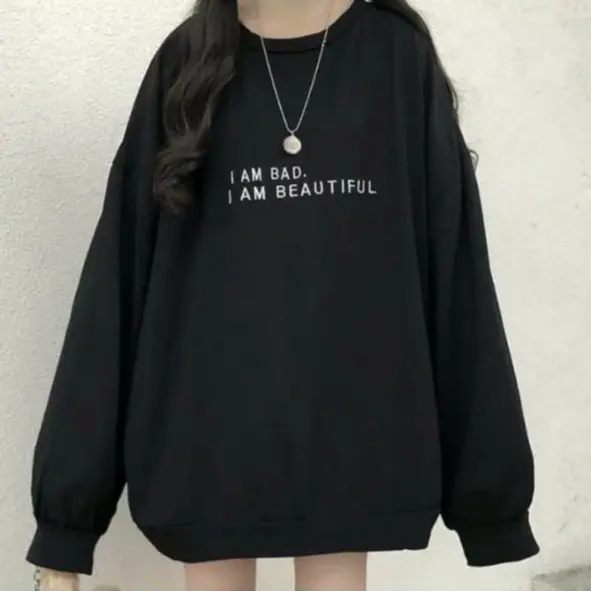 I AM BAD SWEATER OVERSIZE OBLONG CREWNECK WANITAL;K