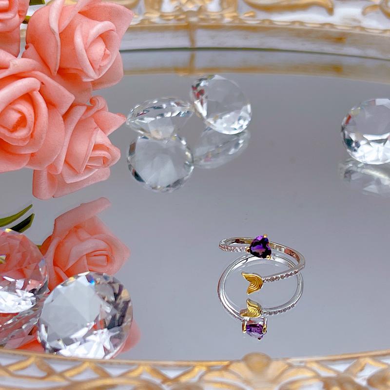 Product Introduction of S925 amethyst 02 and citrine mermaid tail ring 1