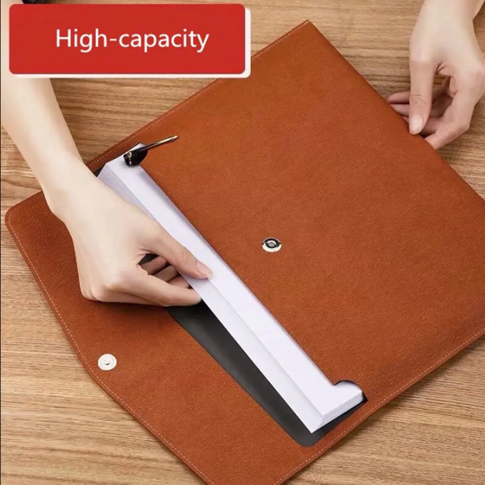Túi Sắp Xếp Giấy Tài Liệu A4 Bằng Da Không Thấm Nước, Thân Thiện Với Môi Trường, Cặp Công Tác, Văn Phòng Phẩm Trường Học Và Văn Phòng, Túi Đựng Tài Liệu Hồ Sơ, 1 Cái