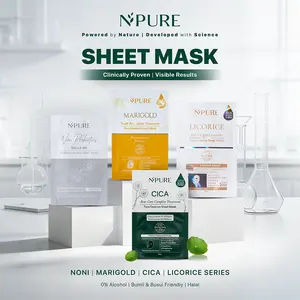 NPURE Sheet Mask Cica Acne Care /Noni Sensitive Skin /Marigold Anti-Aging /Licorice Brightening /  Masker Niacinamide / Masker Wajah satuan Berjerawat Hitam Kerutan/ Mencerahkan wajah Kusam/skincare basic/skincare kit Ceramide Memudarkan