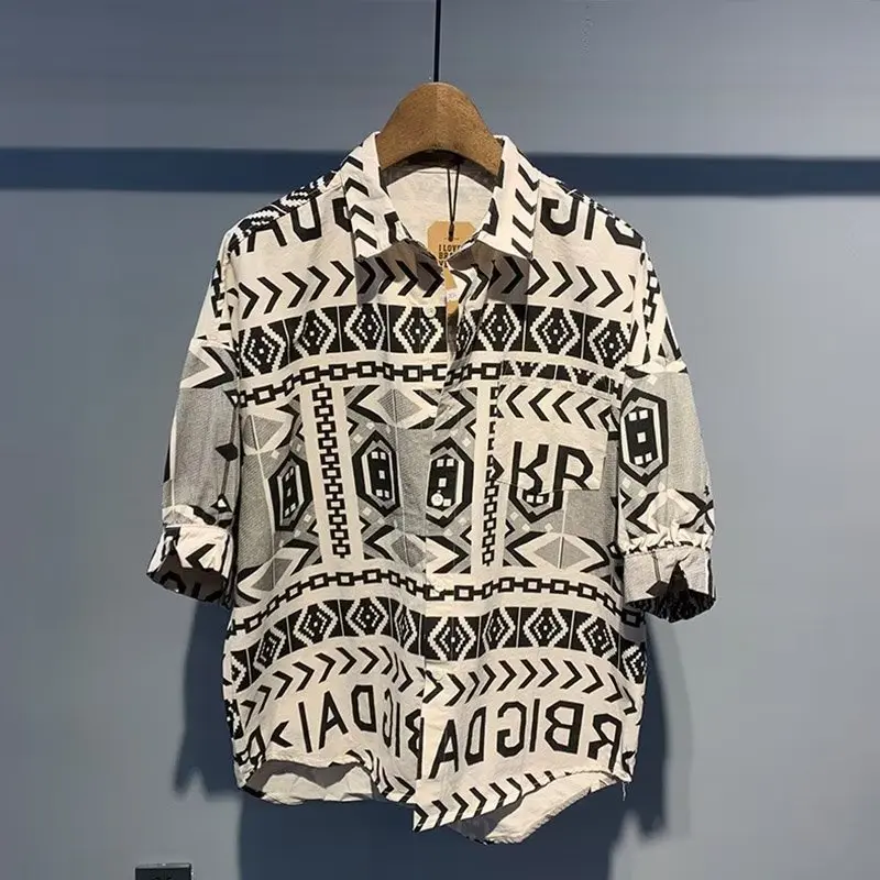 American Style summer fashion new print personalized men's casual shirt