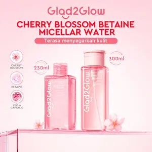 【Ready Stock】Glad2Glow Cherry Blossom Micellar Waters - Pembersih Makeup wajah Waterproof Hapus Riasan Tahan Air dengan Centella dan Tanpa Iritasi untuk Kulit Sensitif dan Berjerawat make up remover micellar water glow/cleansing oil g2glow
