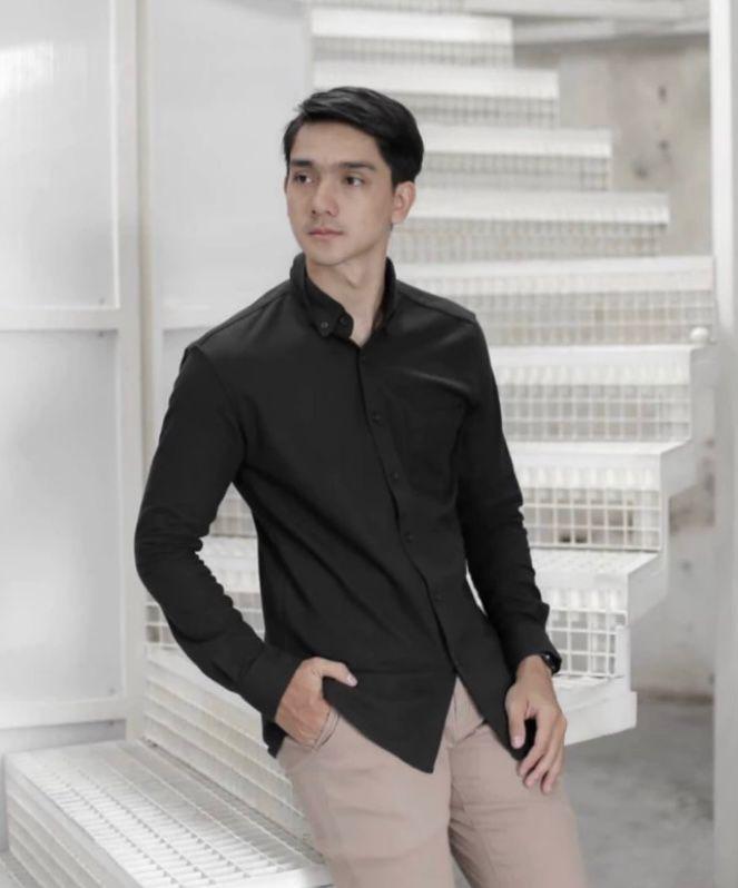 Kemeja Pria polos lengan panjang slimfit kain katun sigaret  Tebal berkualitas size M/L/XL/XXL/XXXL 2