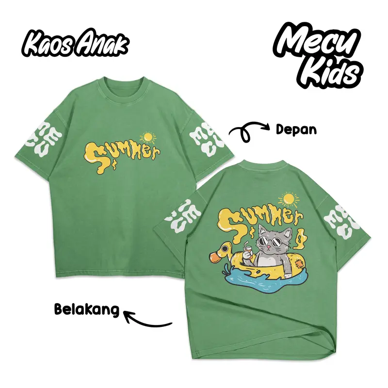 MECUKIDS CAT SUMMER KAOS DISTRO ANAK UMUR USIA 4 5 6 7 8 9 10 11 12 Tahun Tangan Lengan Pendek Combed Katun 4