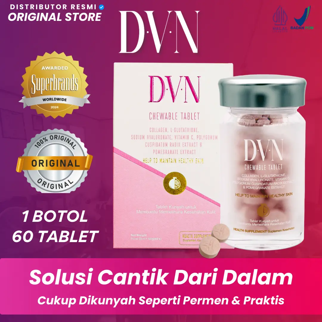 DVN Collagen Original | DVN  Asli untuk Semua Jenis Kulit dengan Viqua dan Vitamin C - 60 Tablet