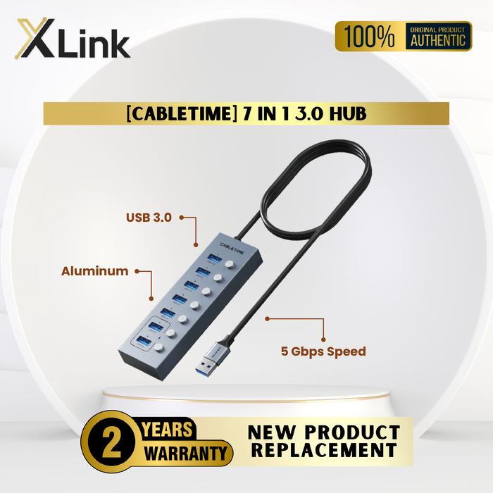 Gambar 7 in 1 USB Hub 3.0 Multi Ports With Long Cable For Laptop PC CABLETIME dari XLink Jakarta Kota Administrasi Jakarta Barat Tokopedia