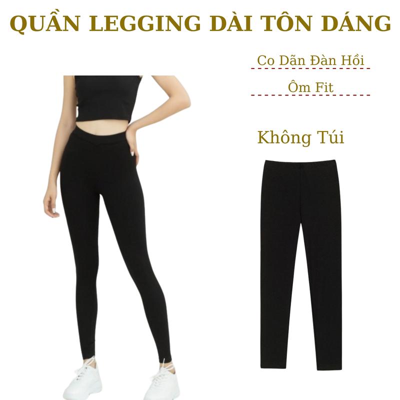  Quần legging dài nữ ôm body tôn dáng cạp cao tôn mông V3 co dãn năng động tập yoga tập gym không túi màu Đen QL004 