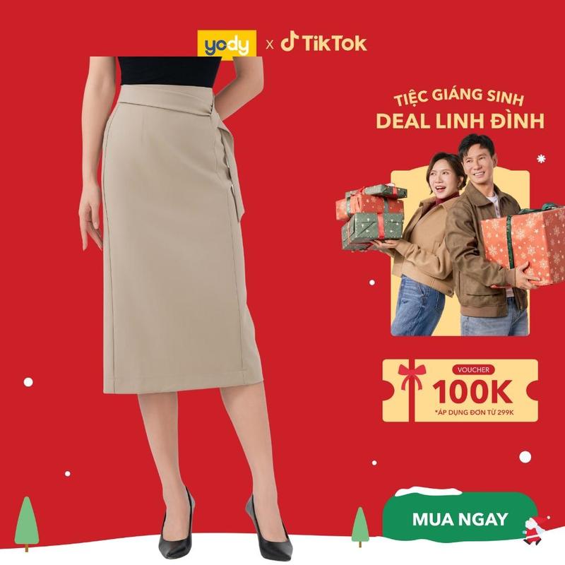 YODY Chân Váy Nữ Bút Chì Vạt Đai Chéo CVN7116