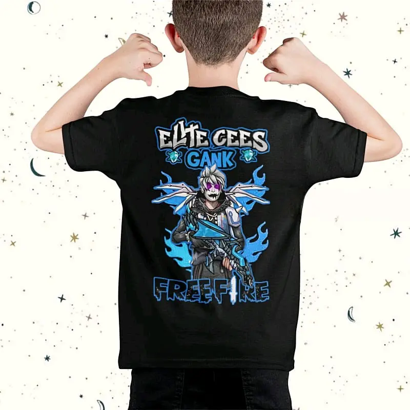 DTF | Kaos anak laki-laki dan perempuan gambar ff ELITE CS GANK AK DRACO / Baju atasan anak cewek cowok gambar ELITE CS AK DRACO BUNDLE API BIRU fashion anak hitam putih 2