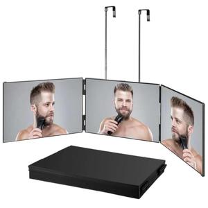 Espejo de maquillaje plegable de 1 pieza, retráctil y ajustable, espejo de maquillaje colgante, espejo de peluquería plegable de tres lados, unisex