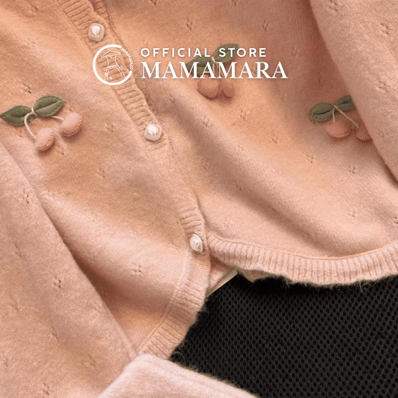 MAMAMARA - Cardigan Rajut Wanita Cherry Sweater Atasan Top Knit Halus Knitwear Pastel 6