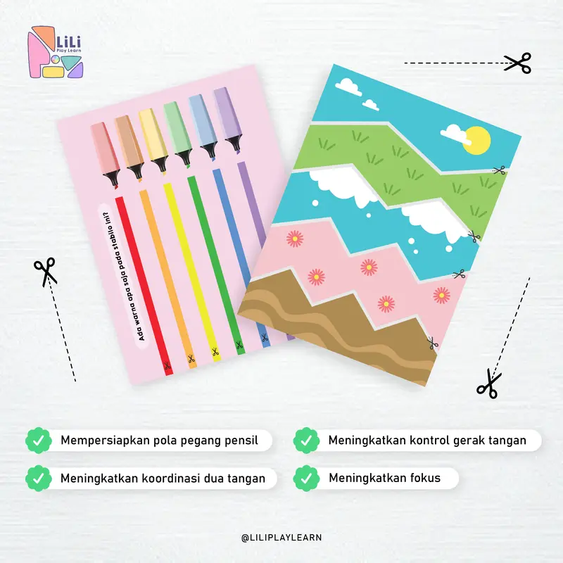 Lili Play Learn - Buku Aktivitas Menggunting - Stimulasi Motorik Halus Anak 3+ 1