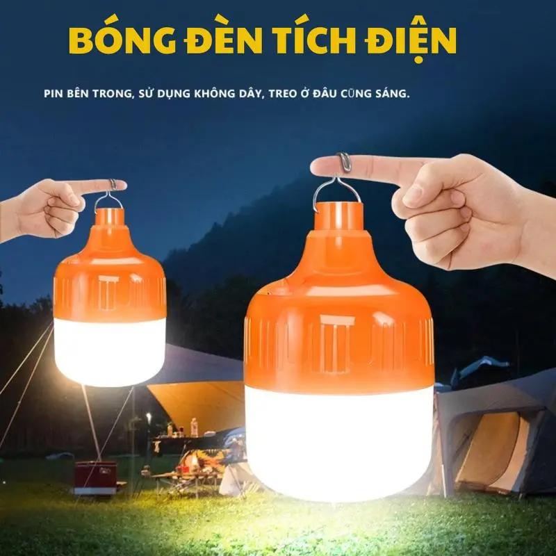 Loại 1 - Bóng Tích Điện 150w-200w Siêu Sáng, Bóng Đèn Led Tích Điện Có Móc Treo Tiện Lợi -Dùng Được 2h-3h