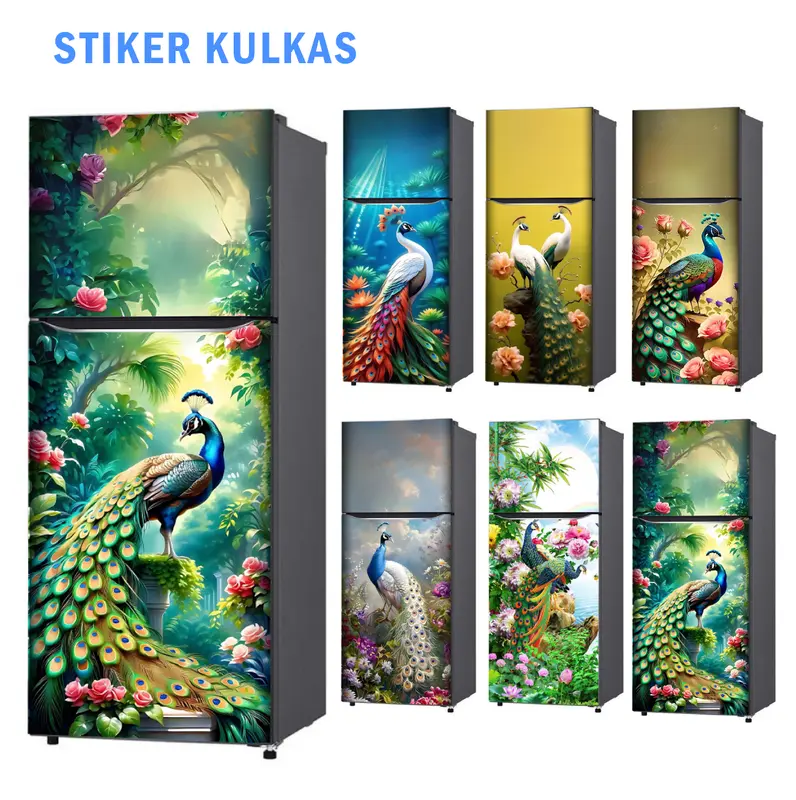 Stiker Kulkas 1 Pintu dan Sticker Kulkas 2 pintu Burung Merak 0