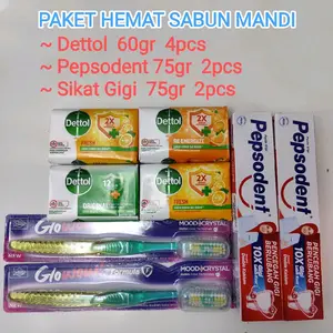 PAKET HEMAT MANDI 4 PCS SABUN MANDI DAN 2 PCS PASTA GIGI (SIKAT GIGI 2pcs)