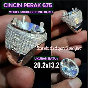 Cincin perak pria tabur zircon dim 20.2x12.2 Rings perhiasan model terbaru paling Mewah