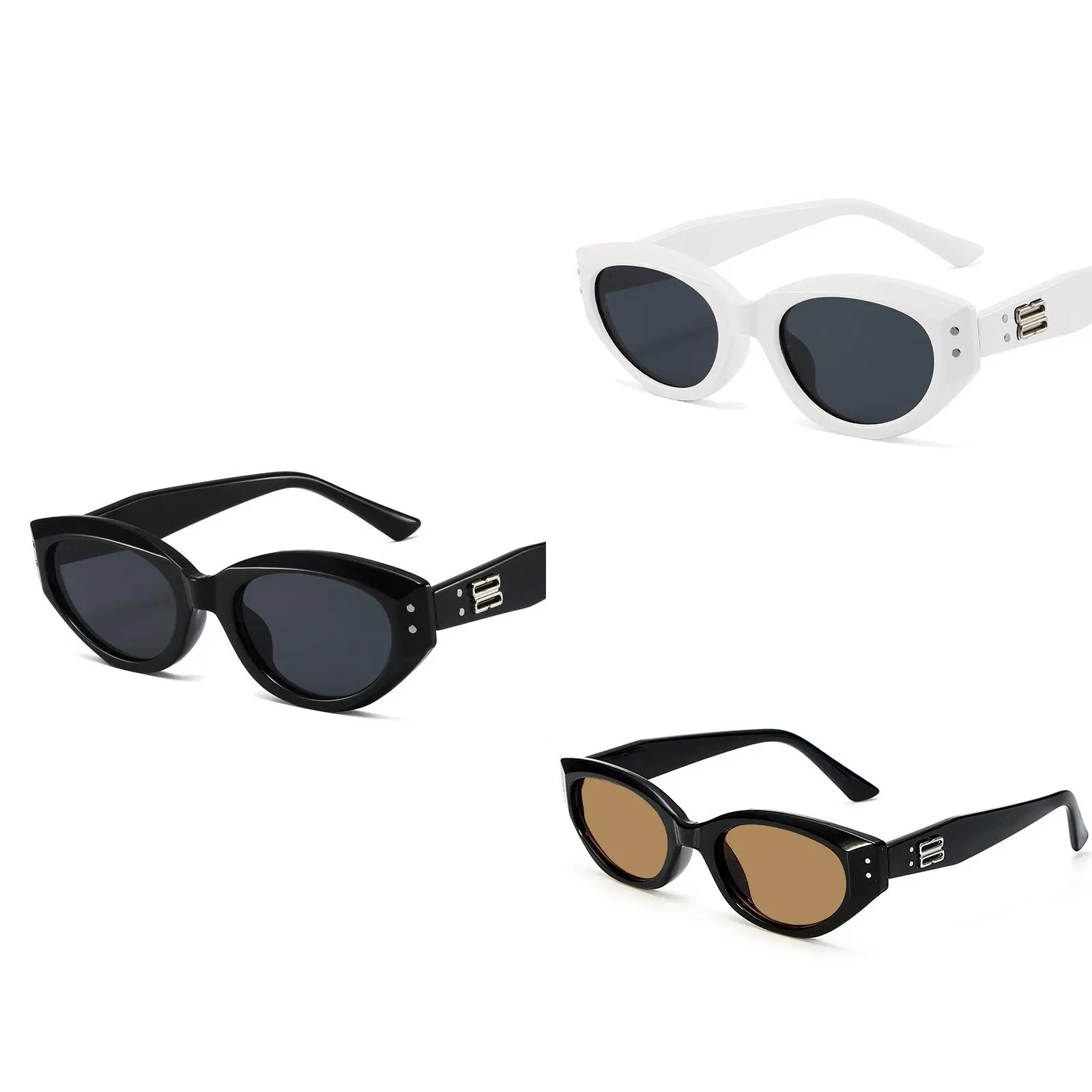 Stylish 2024gm Cat Eye Sunglasses Women Polarized Uv400 Black Frame Black Lens
