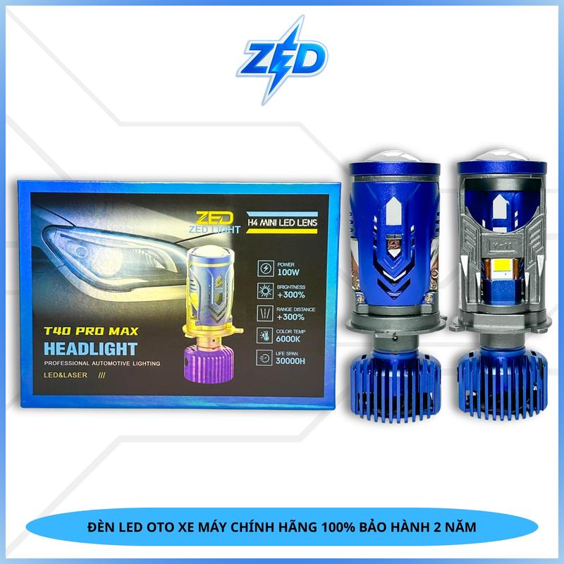 [ZED LIGHT] Đèn Pha LED Bi Cầu Mini T40 PROMAX  - 100W Siêu sáng Chiếu Xa Trên 150m - Chuyên Lắp Oto,Xe Máy Chân H4 - Bảo Hành 2 Năm