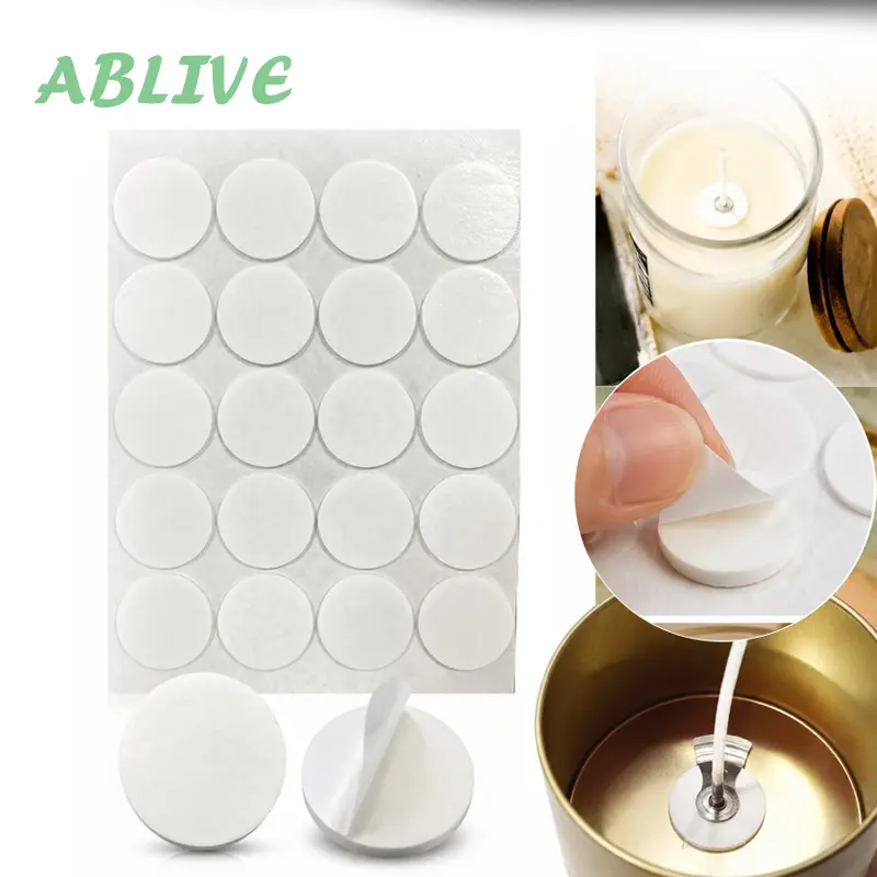 5x20pcs Stiker Untuk Sumbu Lilin Bulat 15mm Double Sided Perekat Candle Metal Wicks Premium