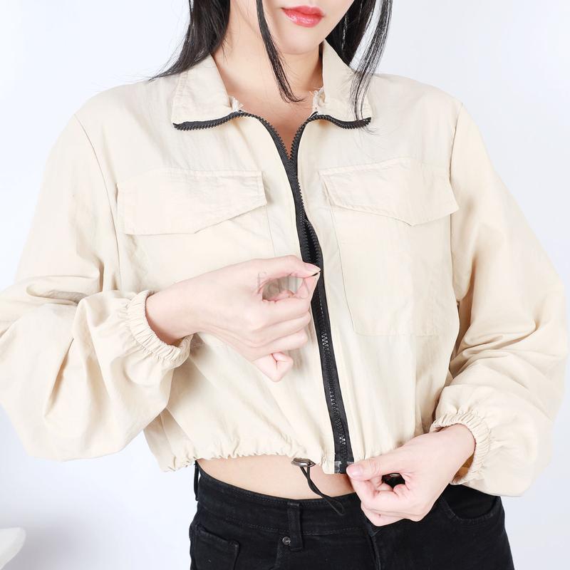 FALLY Fiona Jacket Crop Zipper Jaket Crop Parasut Wanita 1