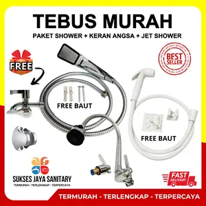 TEBUS MURAH PAKET LENGKAP Kran Besi Tahan Karat Plus Hand Shower 300 lubang komplit Air Angsa Fleksibel Tembok Sink Jet Shower Kloset Toilet Keran Selang jet  showers