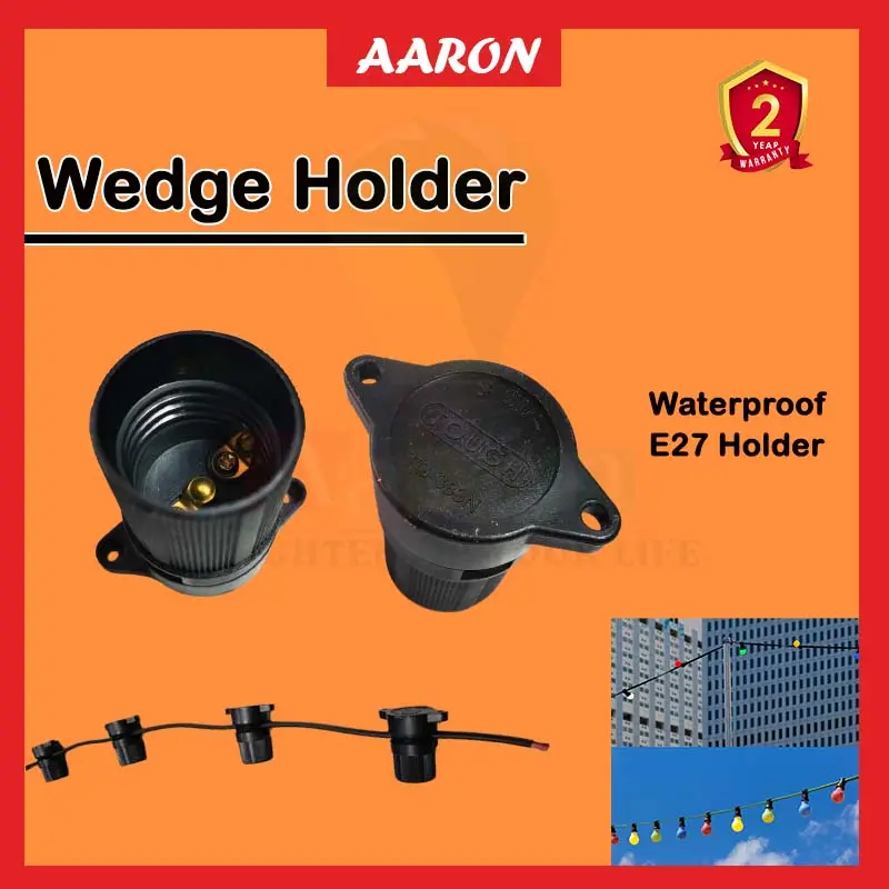 E27 Wedge Holder Socket Waterproof Outdoork Holder Black Indoor Outdoor Lightman